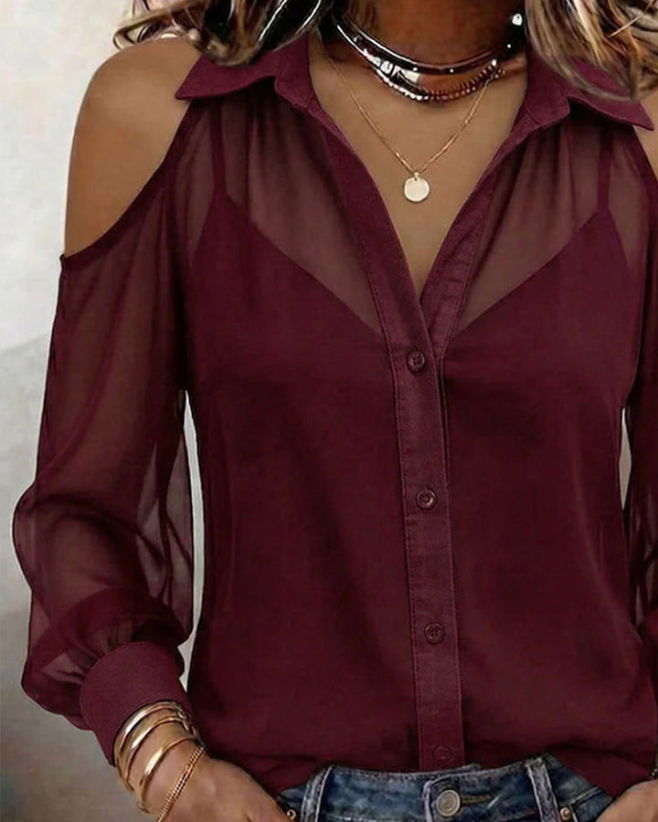 Zweiteiliges Set mit transparentem schulterfreiem Shirt und Camisole