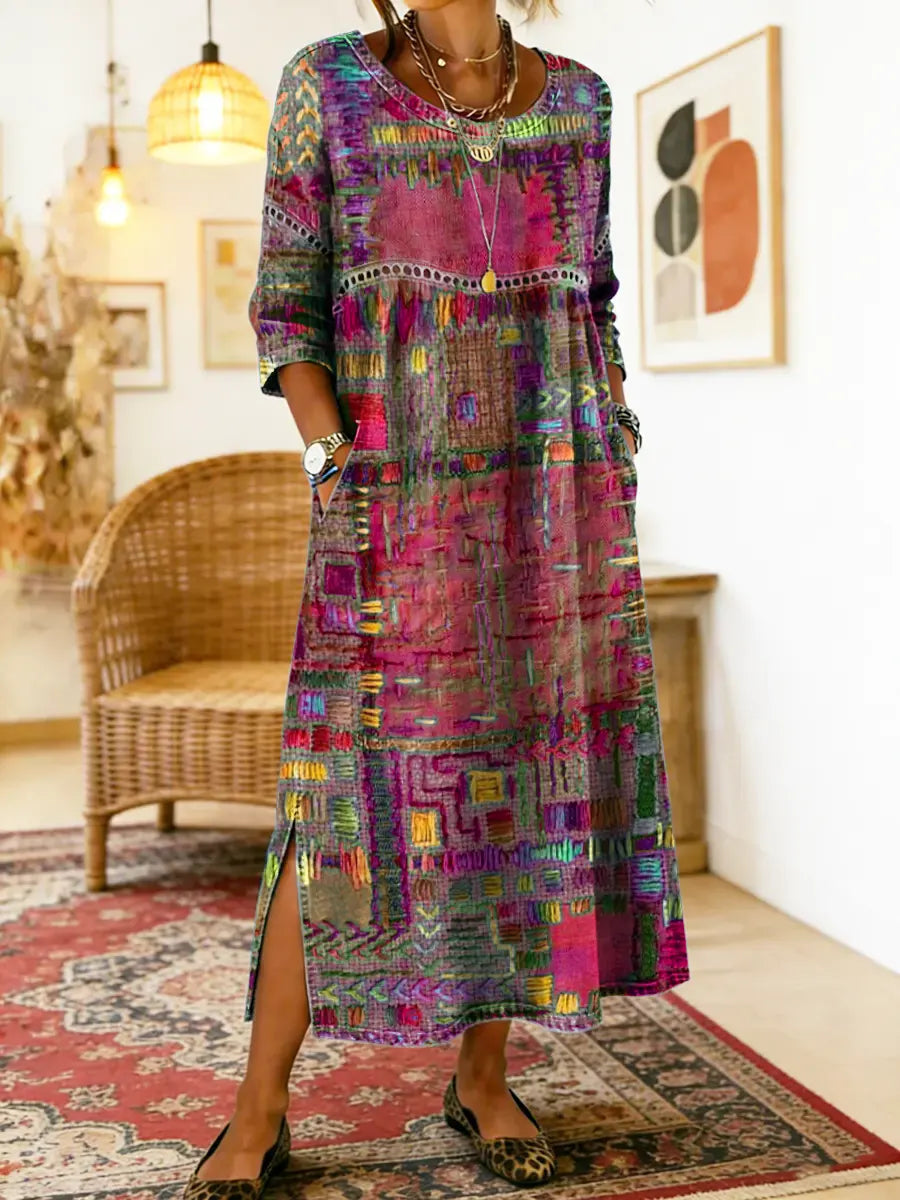 Manuela-Kleid mit Ethno-Patchwork-Muster