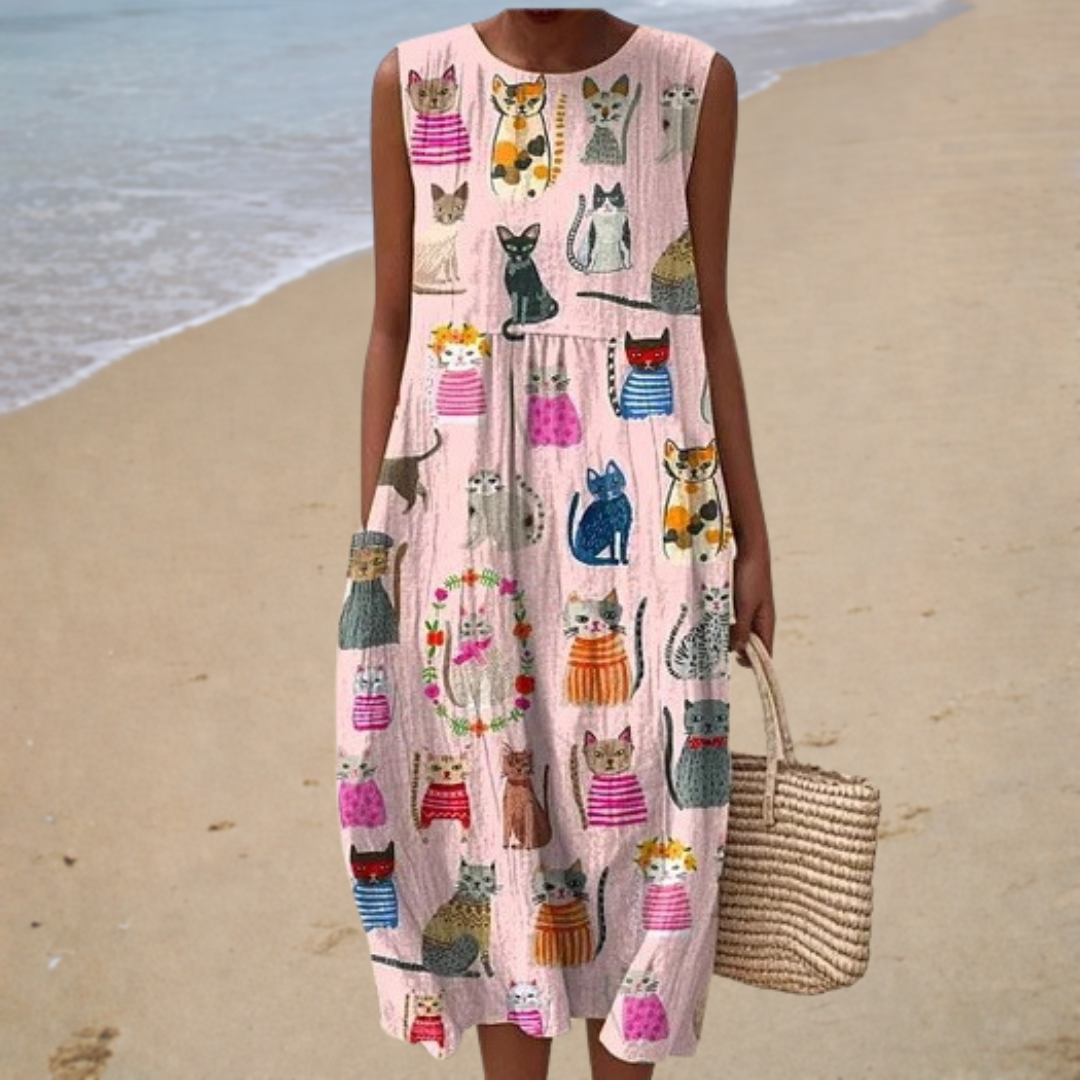 Chloé | Midikleid mit Katzenprint
