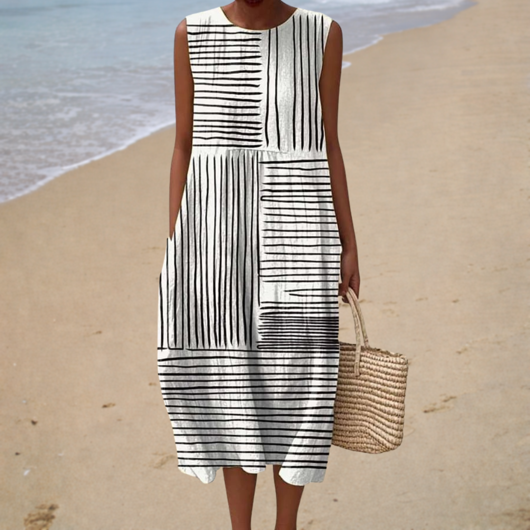 Mathilde | Grafisches Midi-Kleid