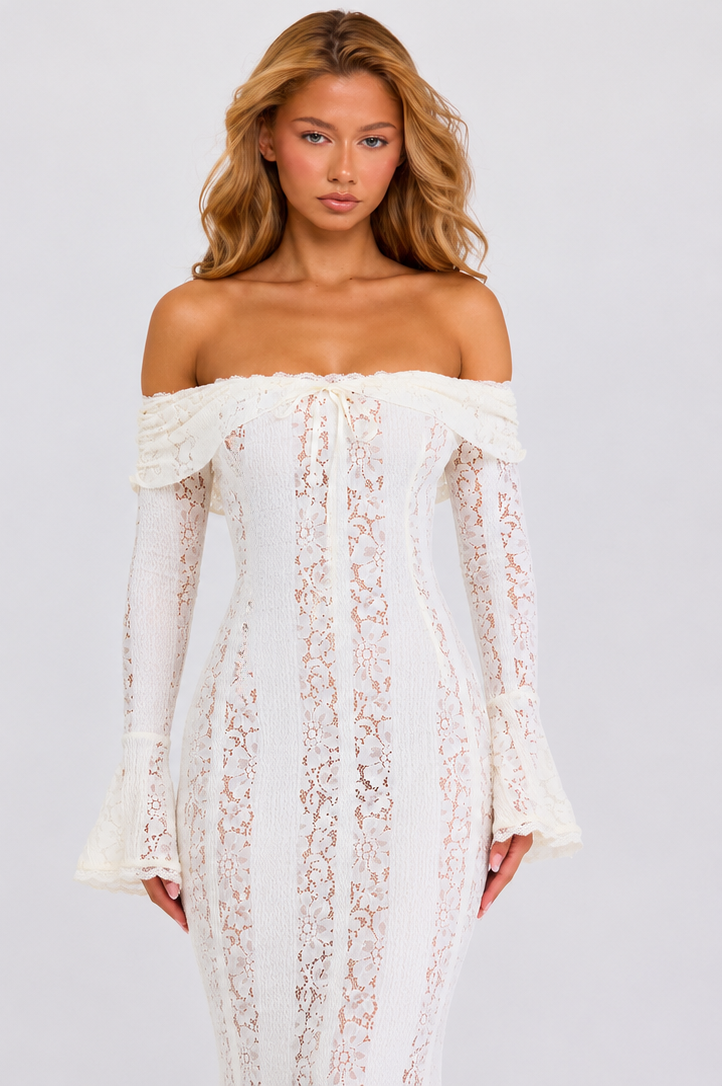 Ätherisches Spitzenkleid Maxi