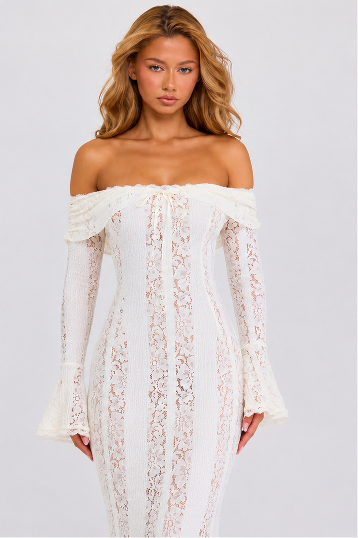 Ätherisches Spitzenkleid Maxi