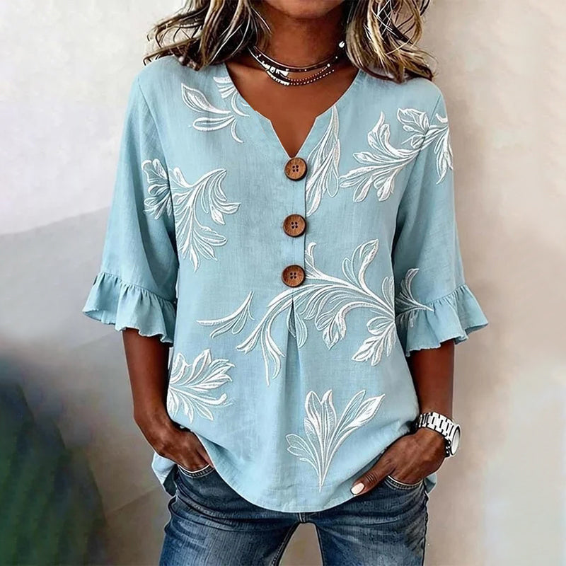 Sandra | Bluse mit Blattmuster