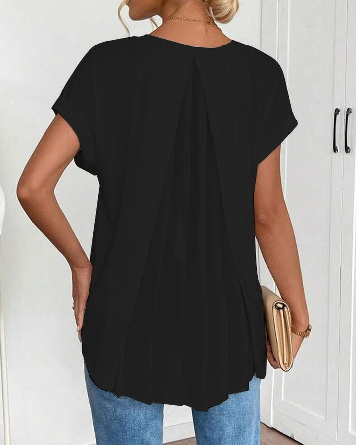 Kurzärmeliges T-Shirt mit einfarbigem Patchwork