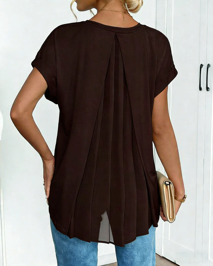 Kurzärmeliges T-Shirt mit einfarbigem Patchwork