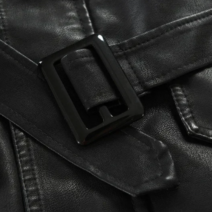 Matthias-Leon® | Elegante lange Motorradlederjacke