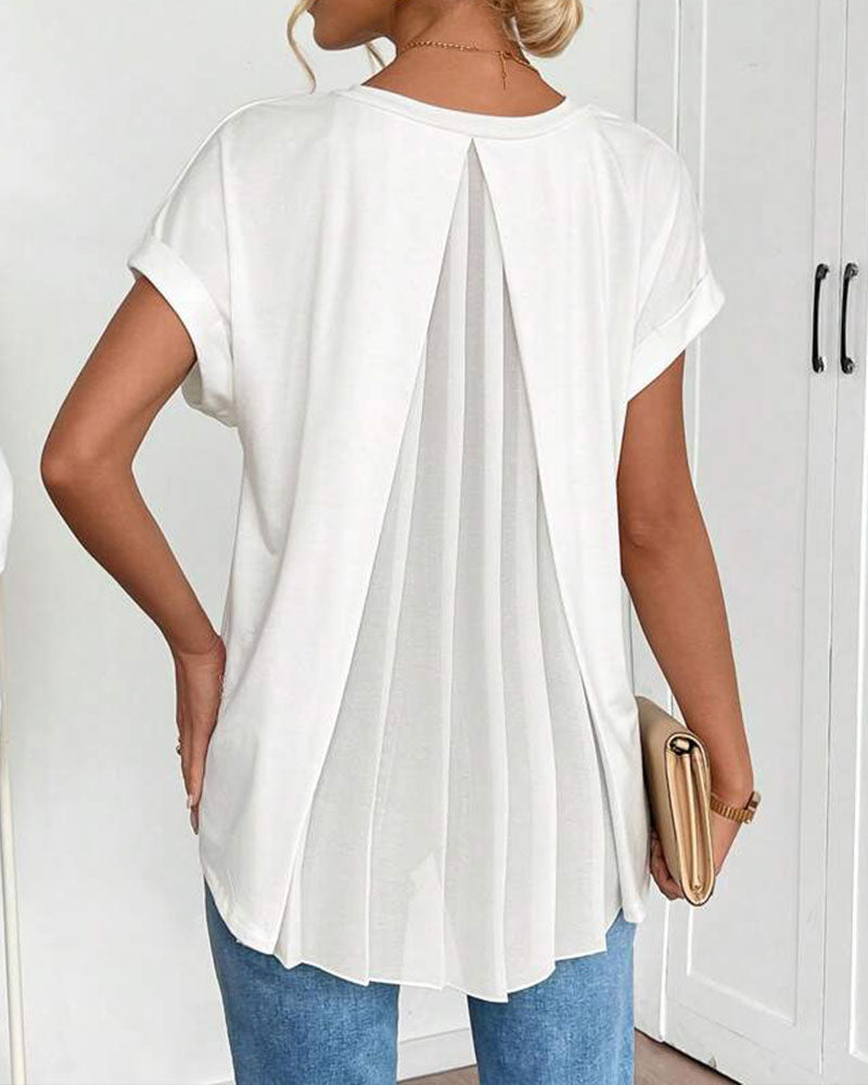 Kurzärmeliges T-Shirt mit einfarbigem Patchwork