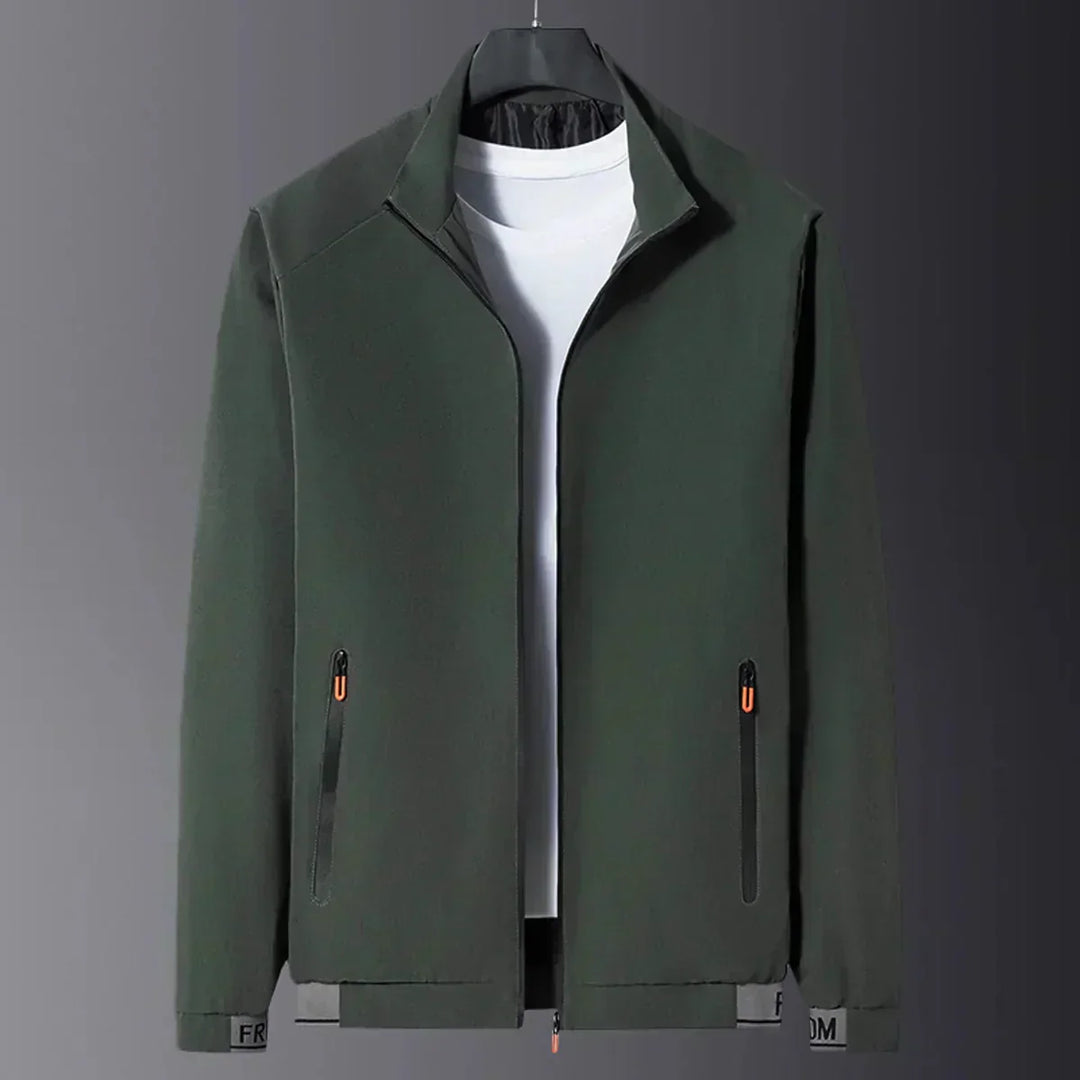 Mateo - winddichte schwarze Herren-Zwischenjacke mit Stehkragen