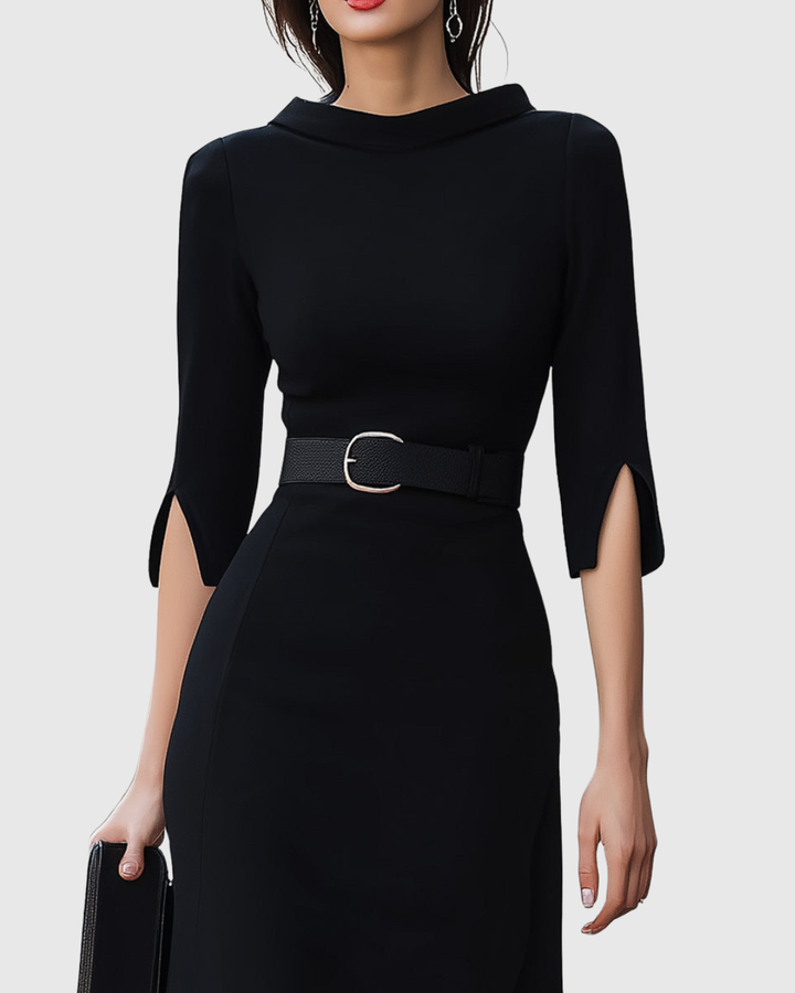 Blythewyn | Klassisch Schwarzes Midikleid