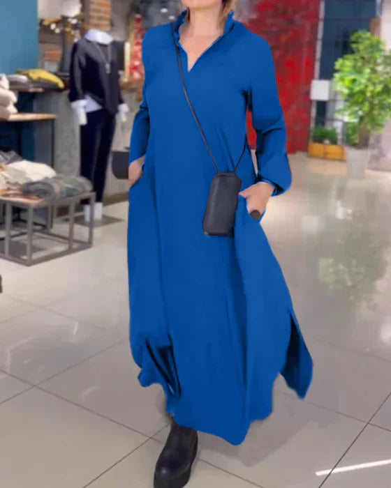 Amara™ | Langes, lockeres Kleid mit seitlichen Schlitzen