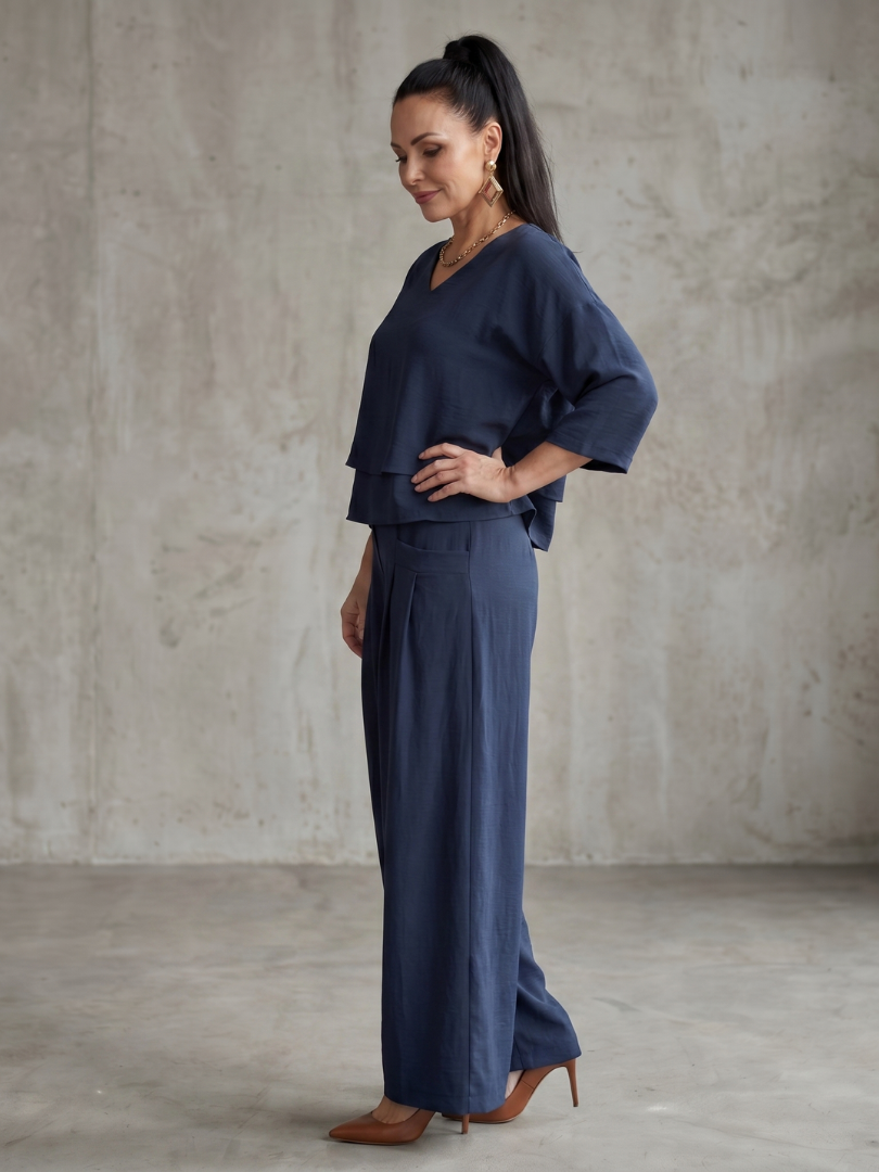 River | Set aus mehrlagigem Oberteil und Hose mit weitem Bein