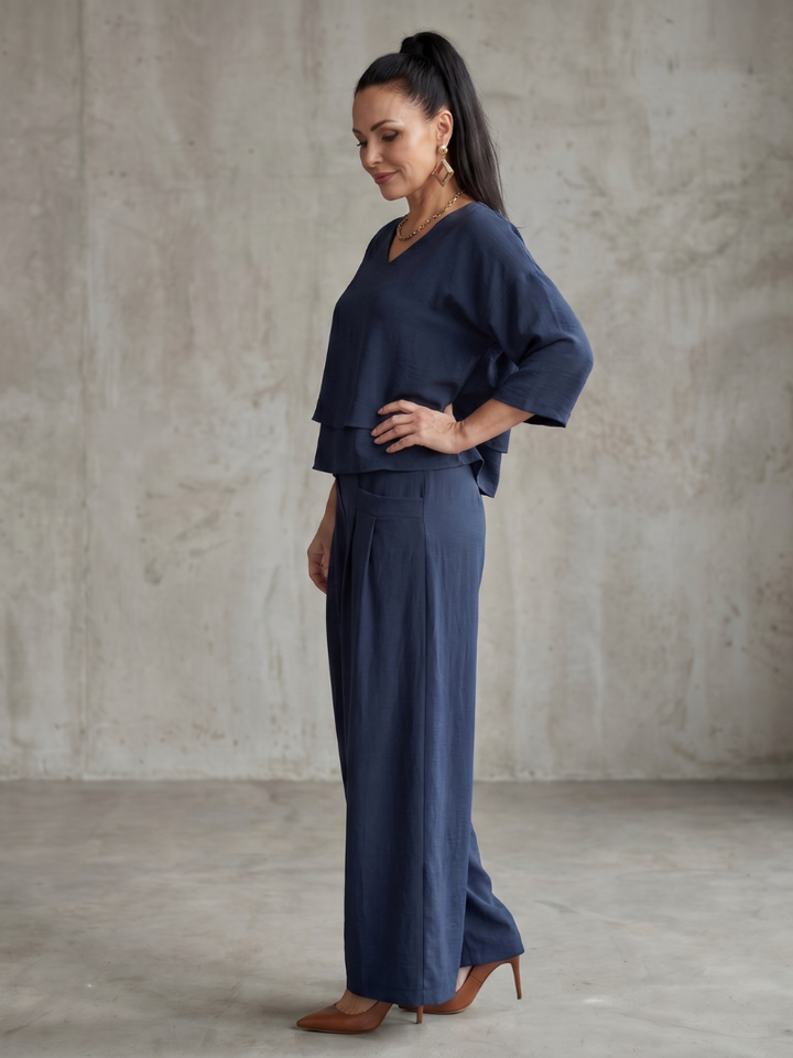 River | Set aus mehrlagigem Oberteil und Hose mit weitem Bein