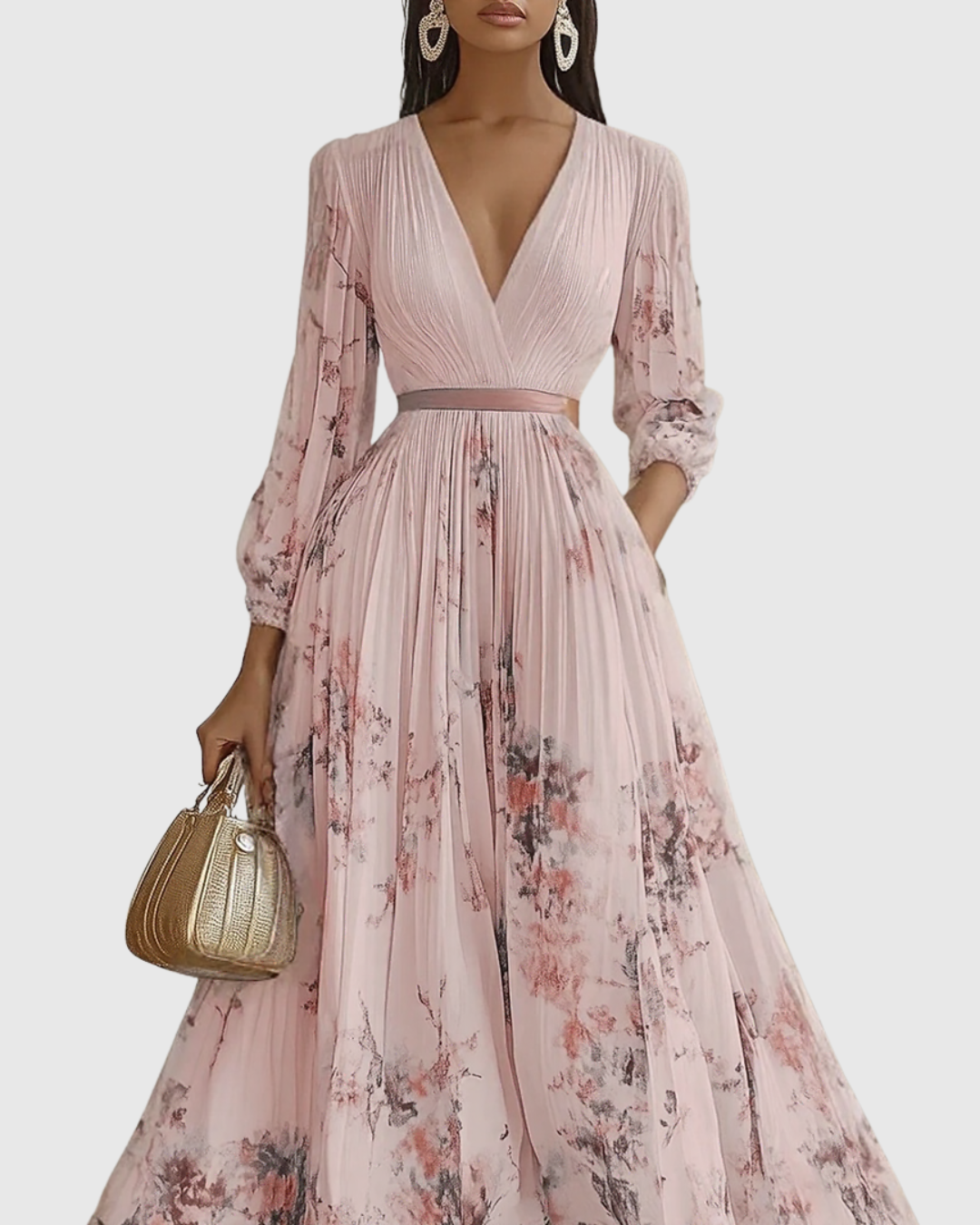 Rowella | Elegantes plissiertes Maxikleid