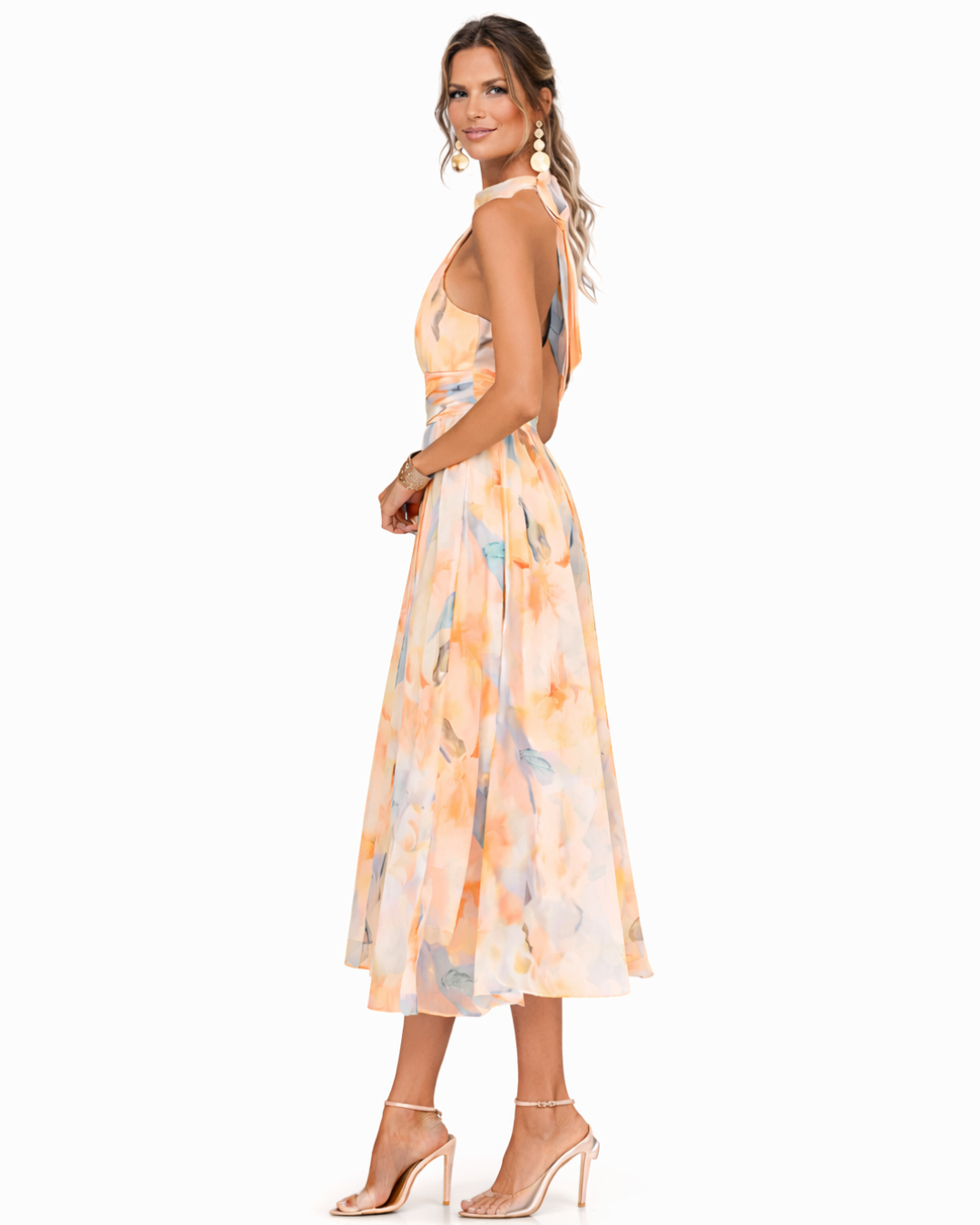 Aurora | Kleid mit Neckholder und Aquarelldruck
