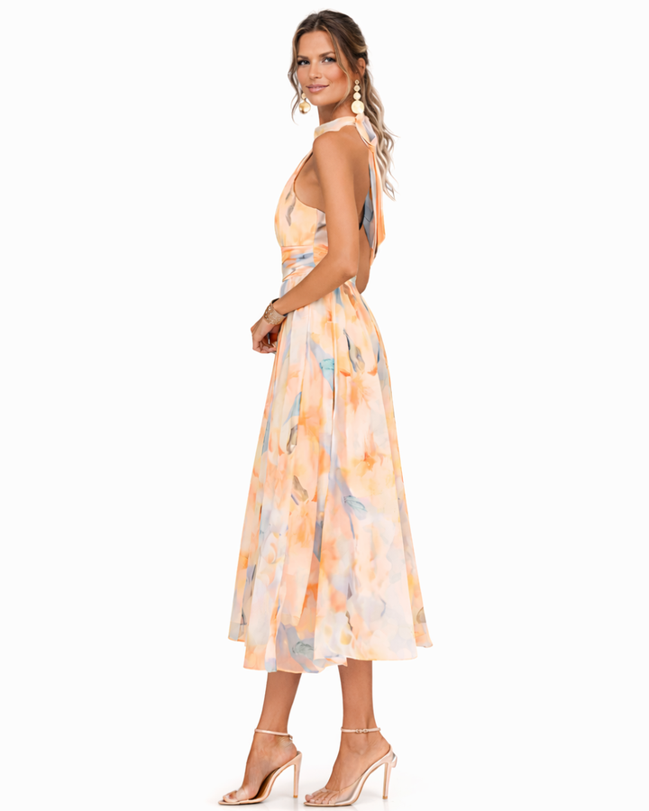 Aurora | Kleid mit Neckholder und Aquarelldruck