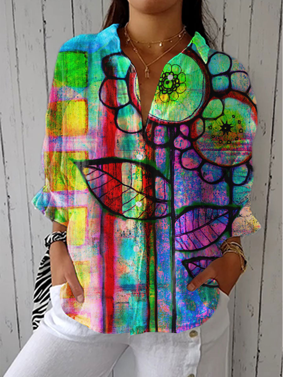 Barbara – Bluse mit kunstvollem Blumenmuster