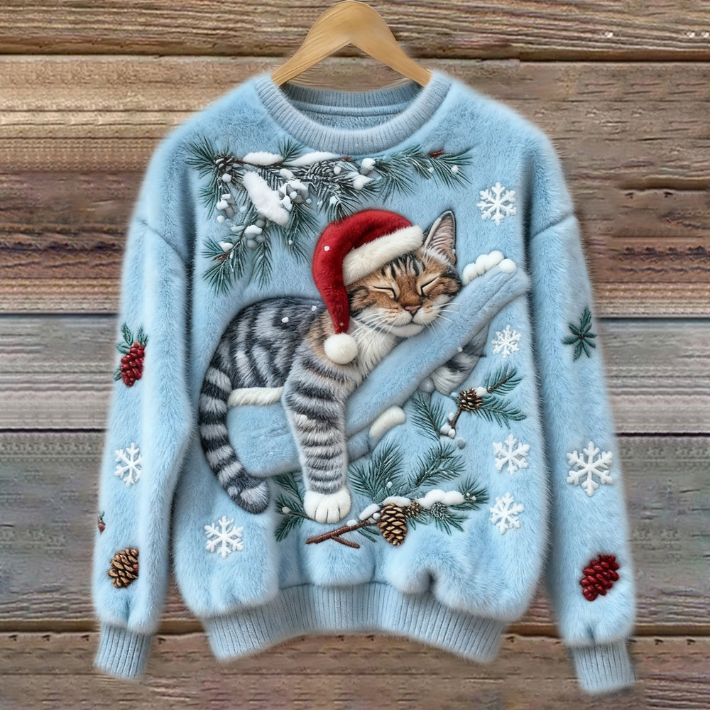 Layla | Kuscheliger &amp; Festlicher Winterpullover mit Katze