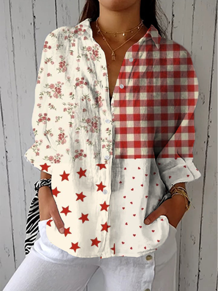 Rosemary – Klassische Patchwork-Bluse