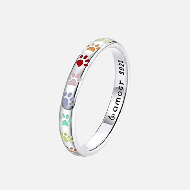 Ring aus Sterlingsilber mit pfötchenförmigem Muster