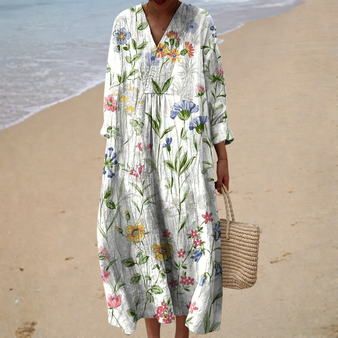 Hélène | Langes Kleid mit Blumenmuster