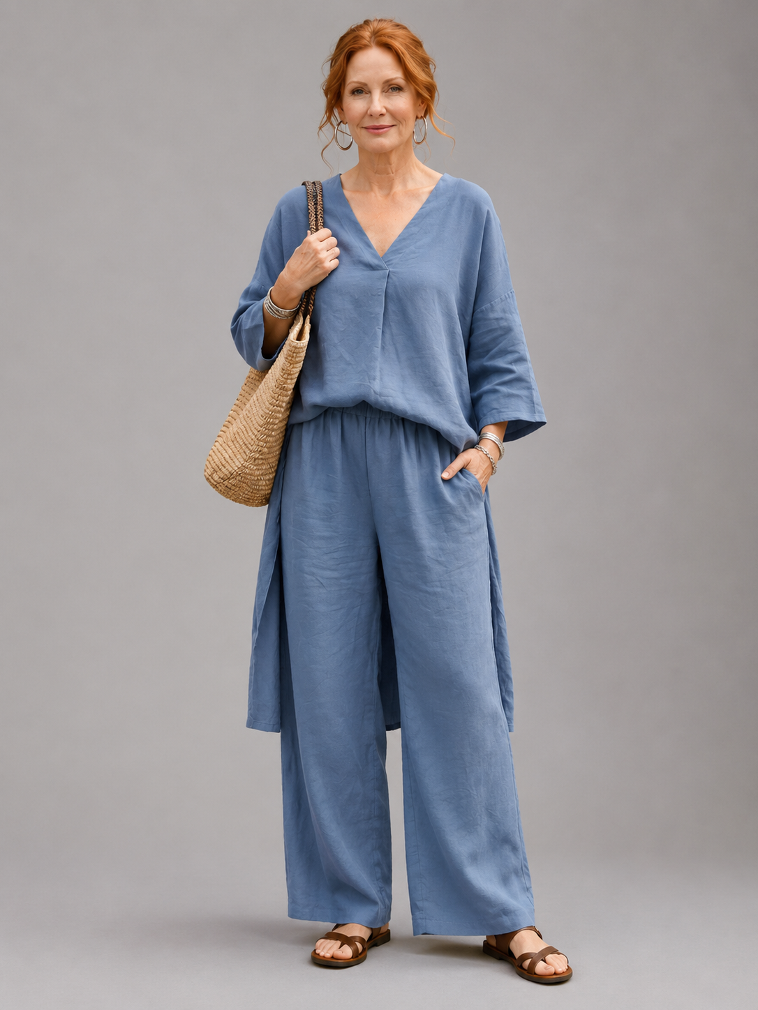 Onyx | Set aus locker sitzendem Tunika-Oberteil und Hose mit weitem Bein