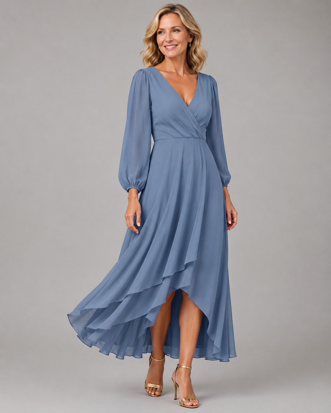 Mia™ | Elegantes langes Kleid mit V-Ausschnitt