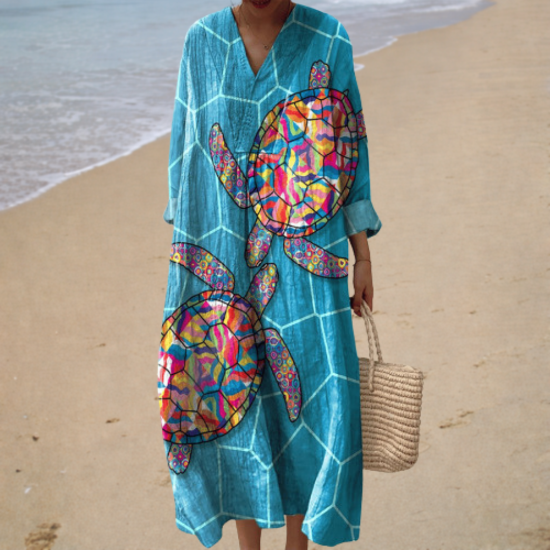 Marina | Langes Kleid mit Schildkrötenmotiv