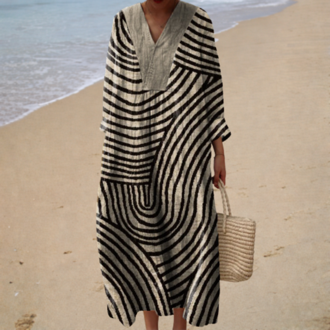 Solène | Langes Kleid mit Grafiken