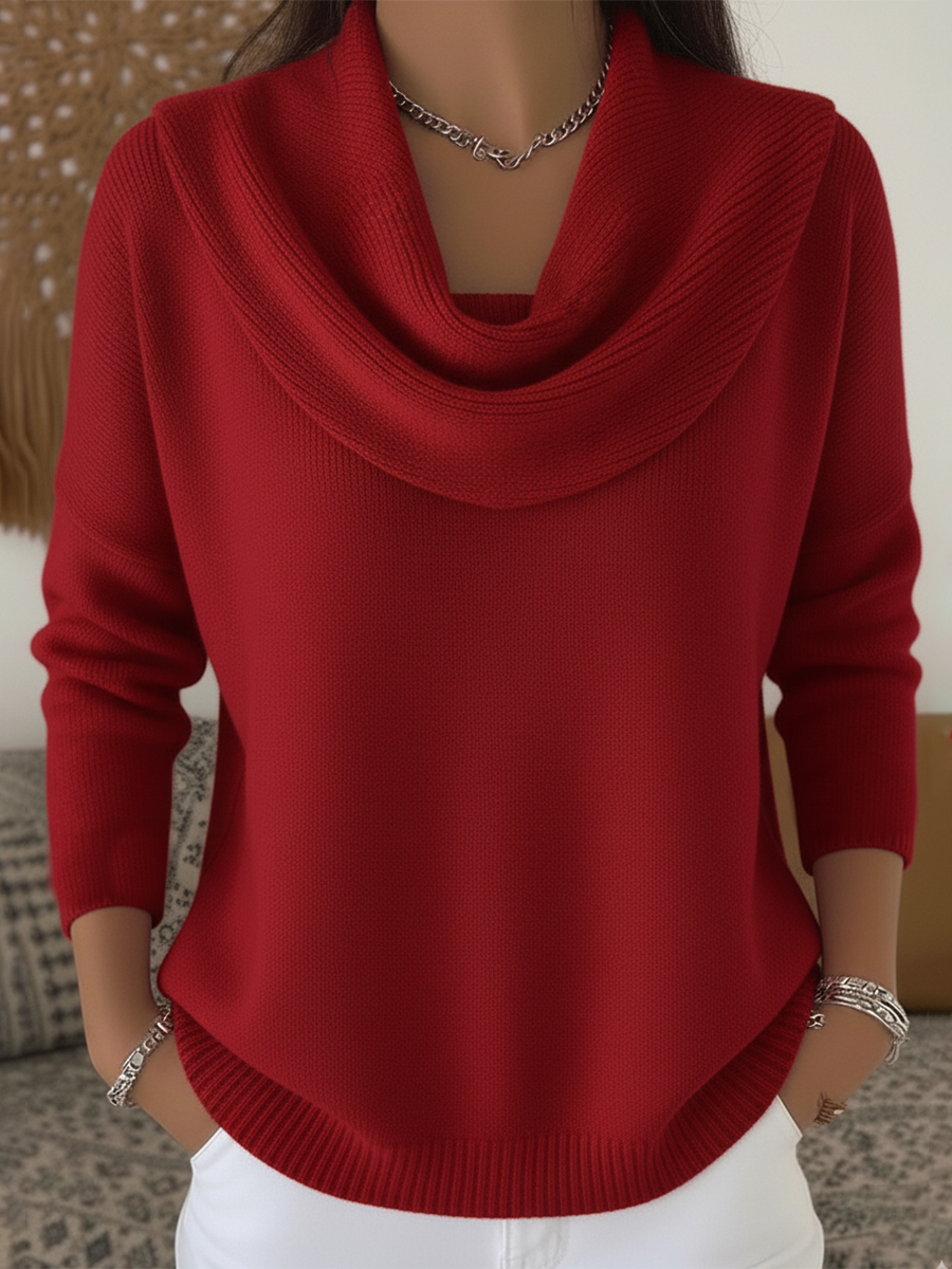 Carolia – Eleganter Strickpullover mit Wasserfallkragen