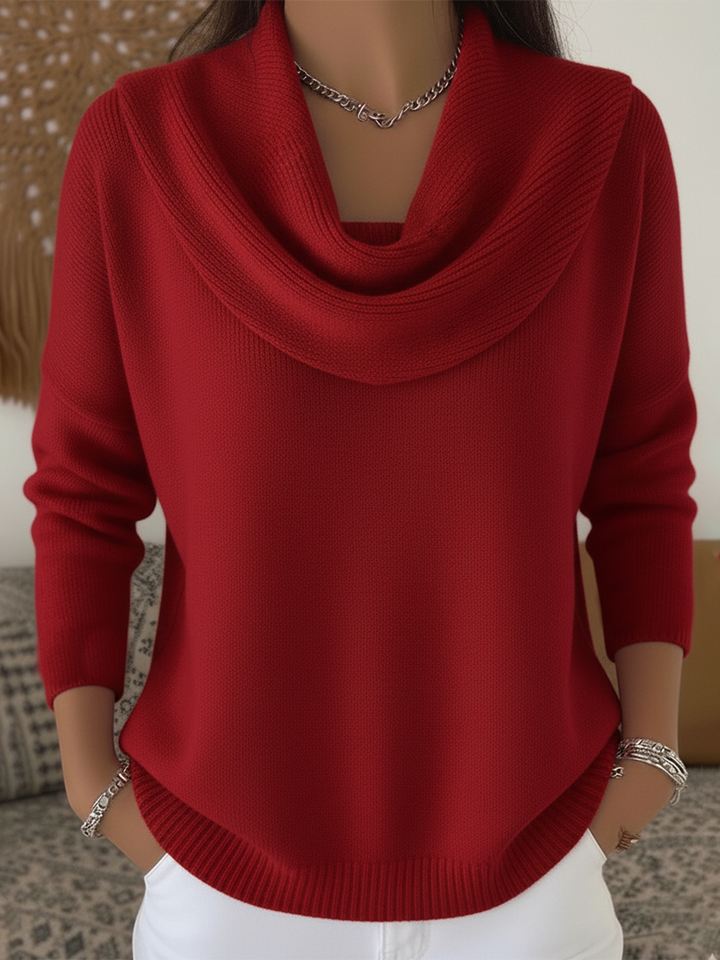 Carolia – Eleganter Strickpullover mit Wasserfallkragen