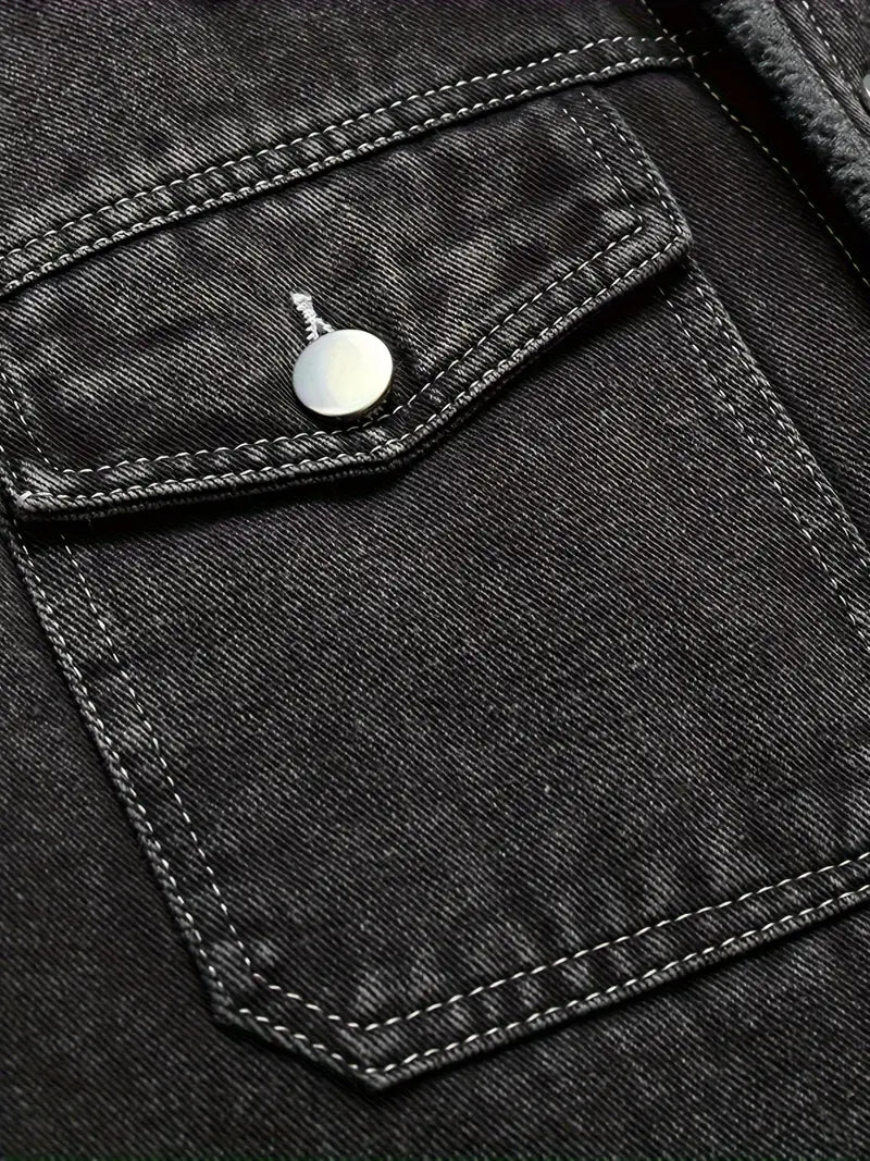 Geoffroy – Vintage-Denimjacke mit Fleecefutter