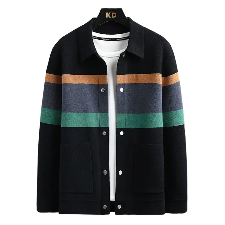 Gestreifte Varsity Strickjacke