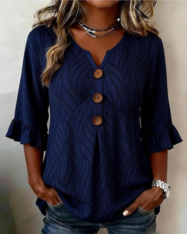 Strukturierte Bluse mit gerafftem Saum