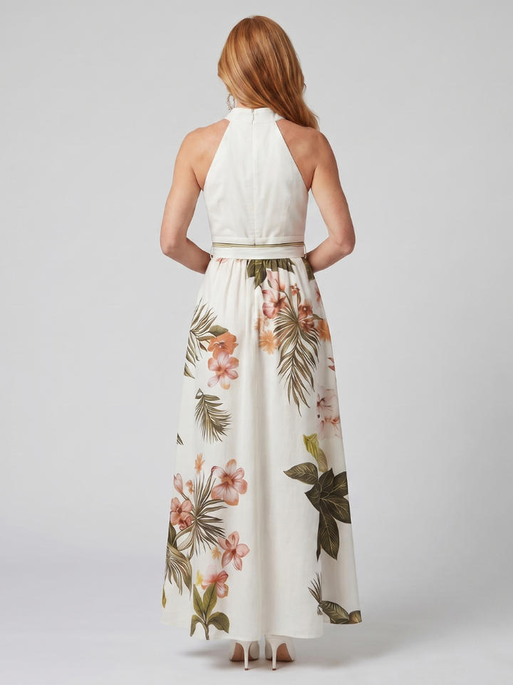 Meadow | Drapierte Halterung Botanical Panel Maxikleid