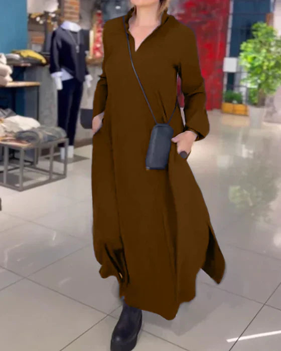 Amara™ | Langes, lockeres Kleid mit seitlichen Schlitzen