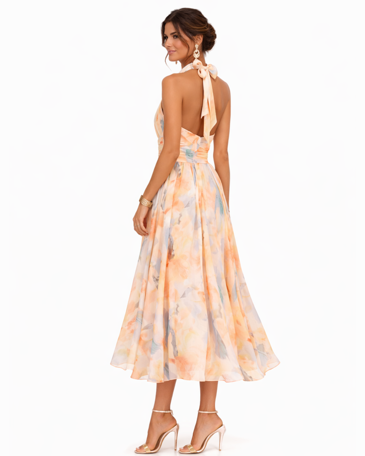 Aurora | Kleid mit Neckholder und Aquarelldruck