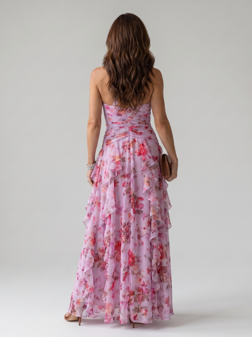 Nori | Neckholder gerüschtes Mieder Florales Maxikleid