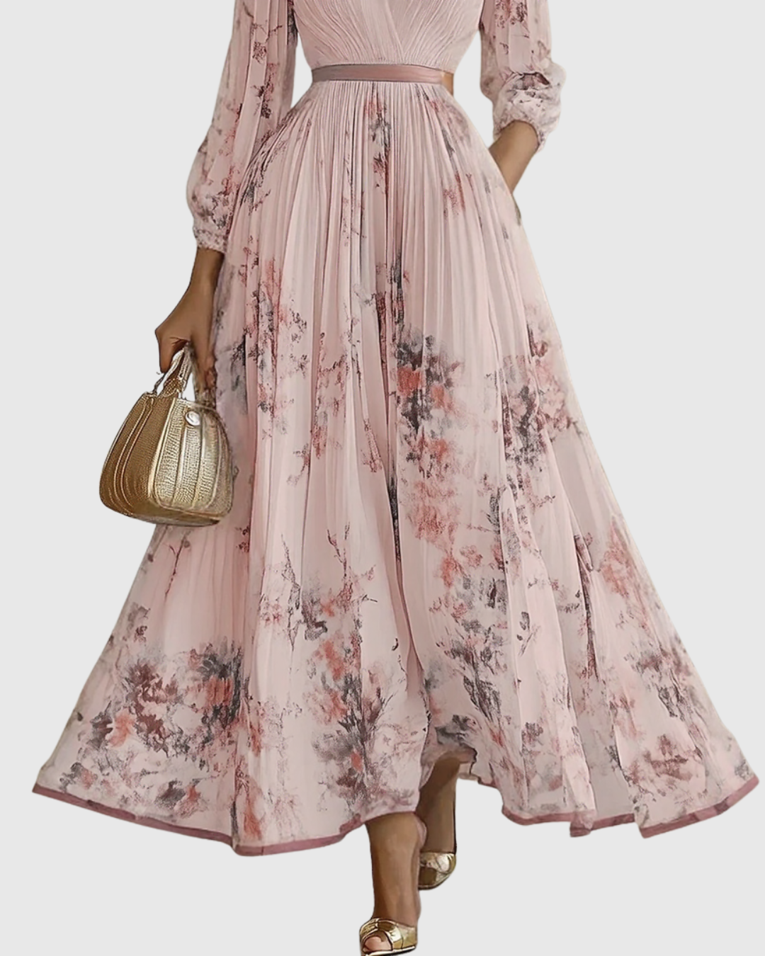 Rowella | Elegantes plissiertes Maxikleid