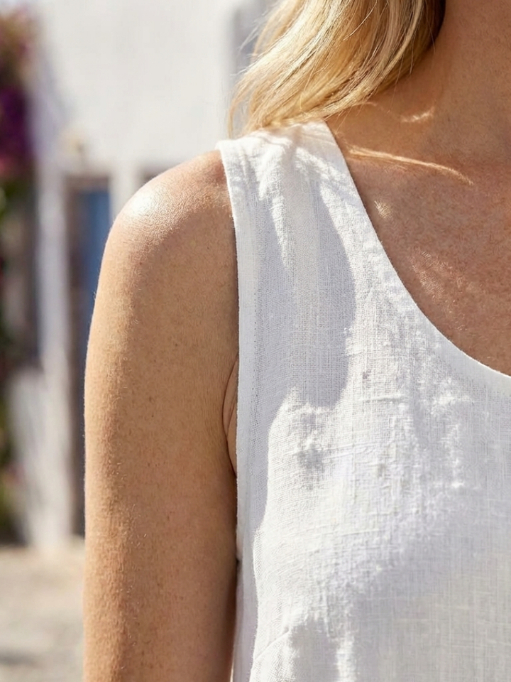 Ismera | Ärmelloses Rundhalsausschnitt Entspanntes Midi Kleid