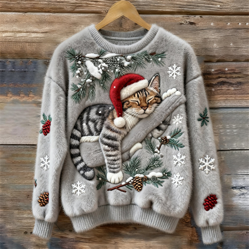 Layla | Kuscheliger &amp; Festlicher Winterpullover mit Katze