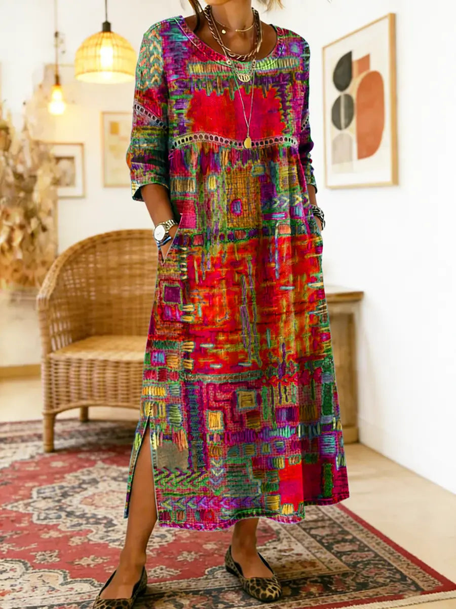 Manuela-Kleid mit Ethno-Patchwork-Muster