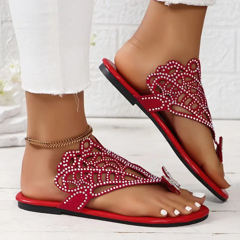 Rosalia - Elegante Ledersandalen mit Schmetterlingsverzierung