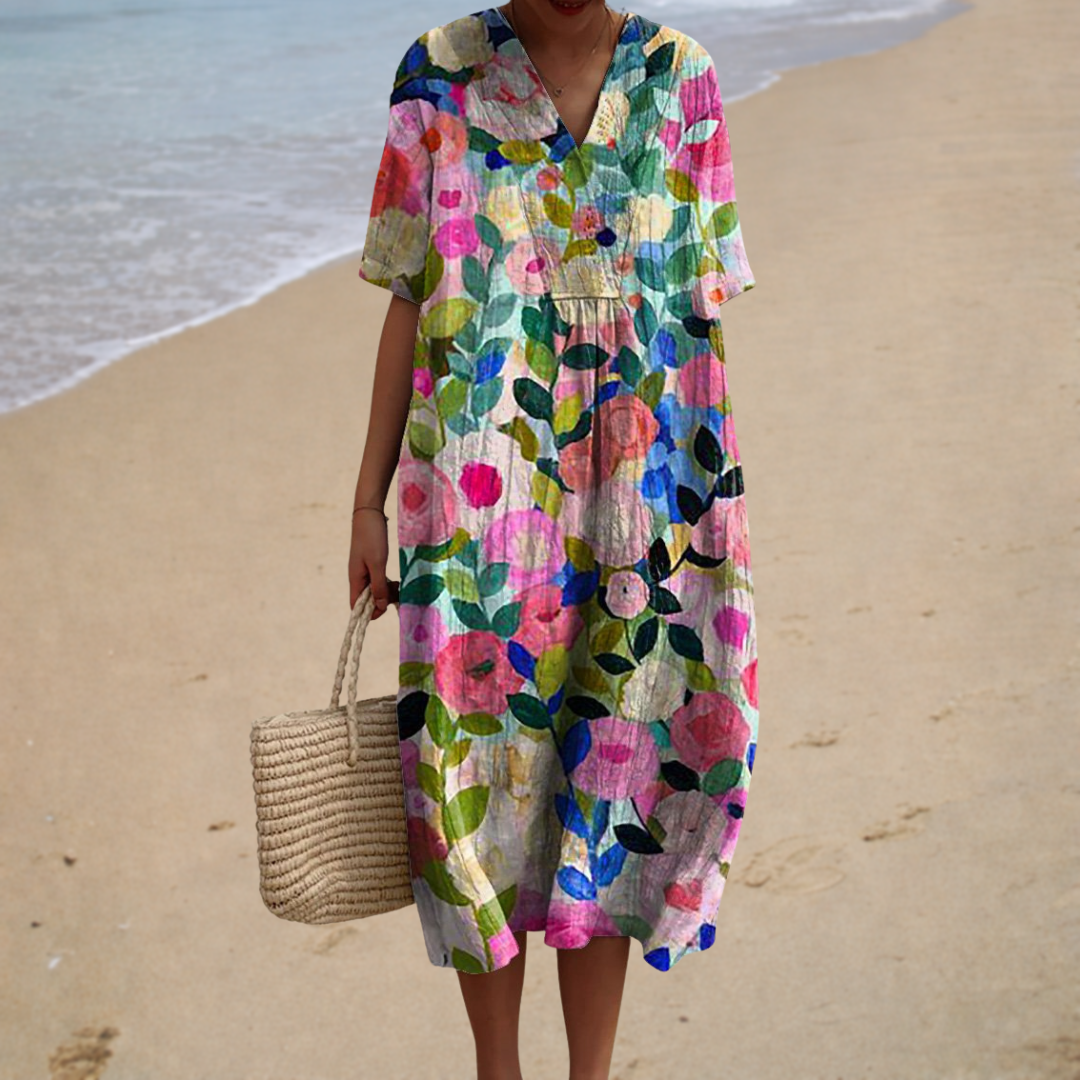 Célestine | Langes Kleid mit Blumenmuster