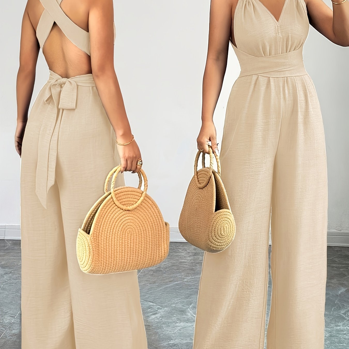 Emily | Eleganter Jumpsuit aus Leinen und Baumwolle