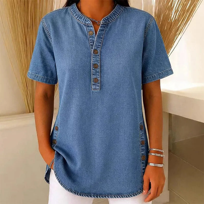 Yrsa – Luftiges Denimtop mit Knöpfen