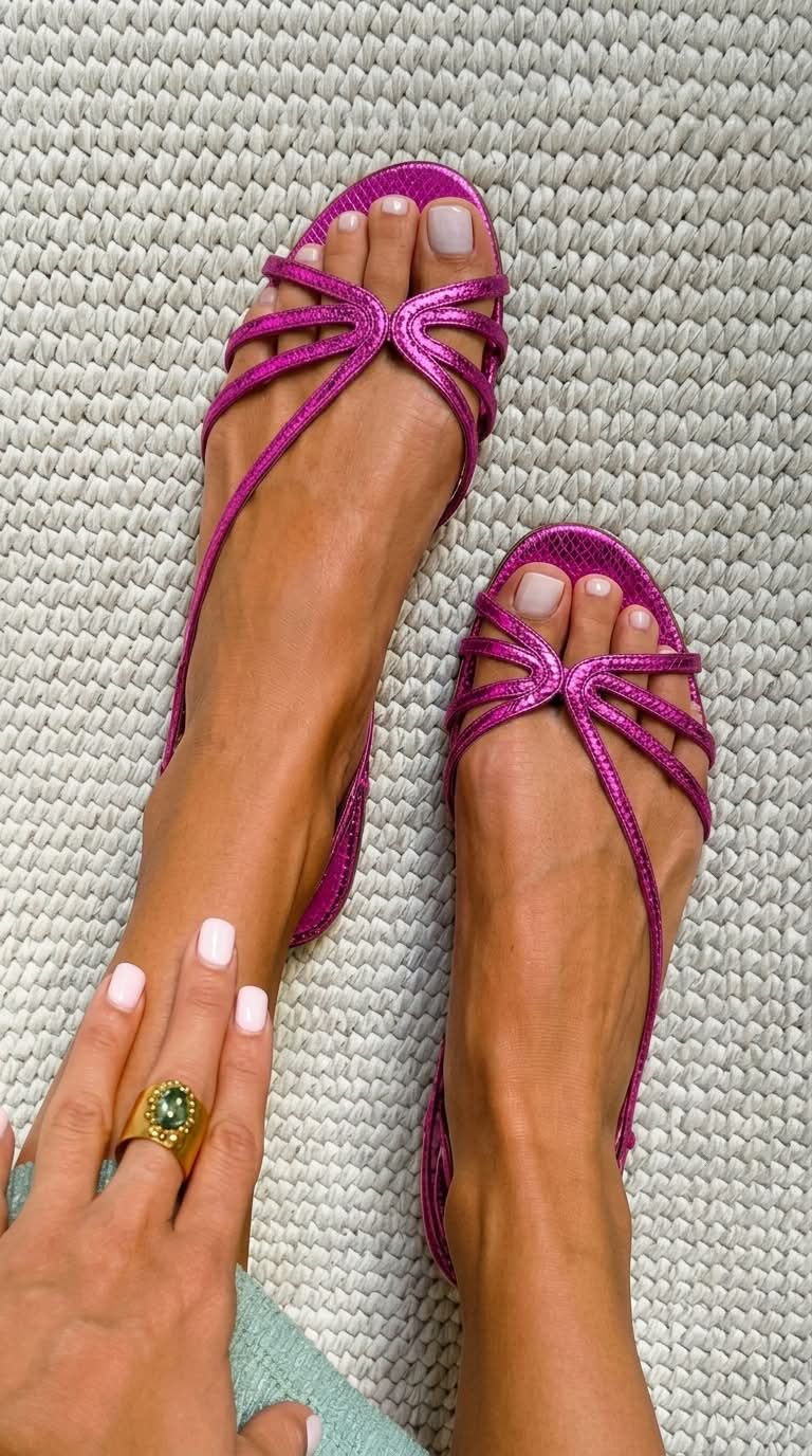 Sandalen mit Riemchen  in Metallic-Optik