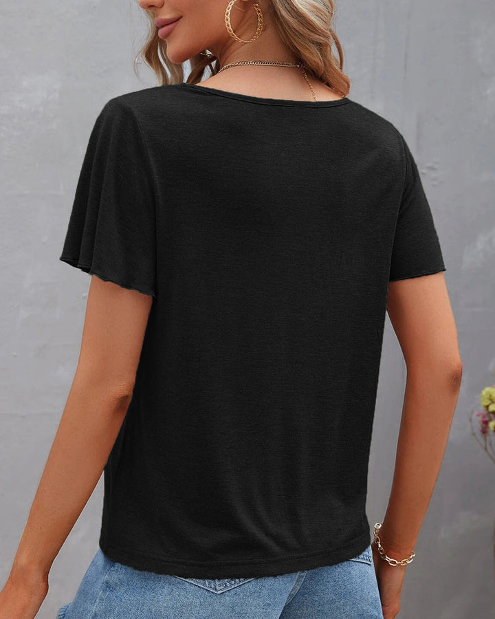 Einfarbiges T-Shirt mit Ausschnitt