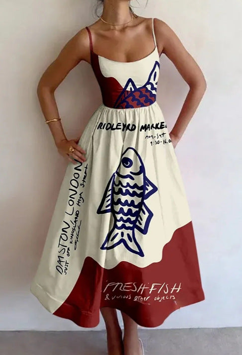 Merriton | Coastal Sketch Midi-Kleid