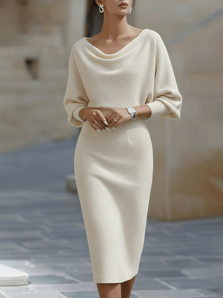 Drapiertes Midikleid mit Fledermausärmeln