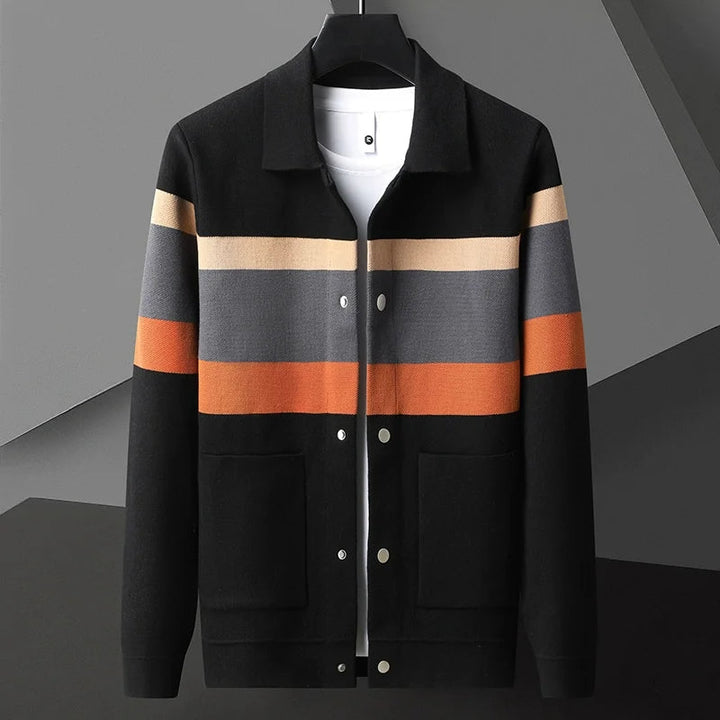 Gestreifte Varsity Strickjacke